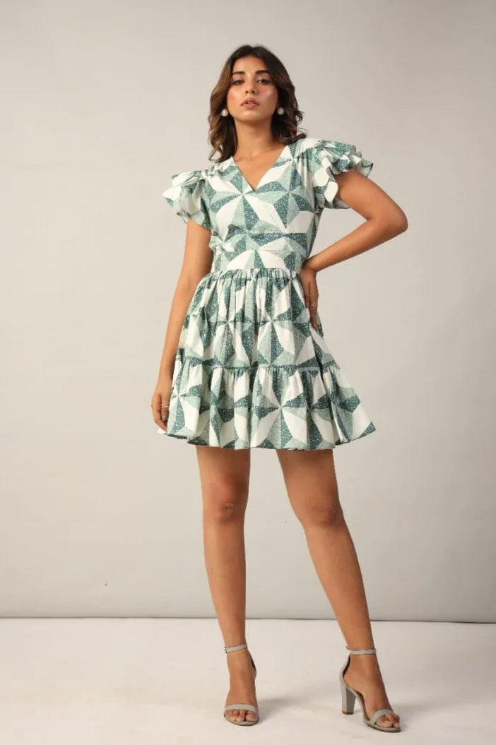 green emerald velvet dress S / Green Green Geometric Mini Dress – Stylish & Comfortable Mini Dress for  Women