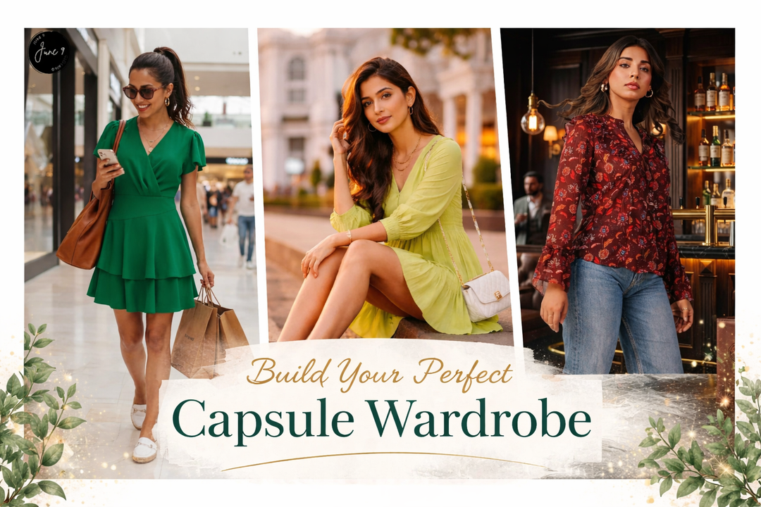 Women wearing stylish Western-inspired dresses, tops, and co-ord sets in vibrant settings.