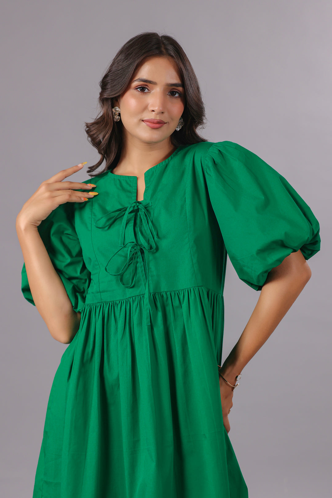 Balloon Sleeve Mini Dress In Dye