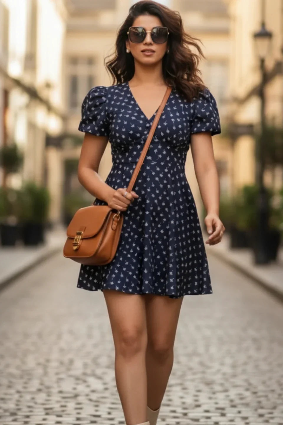 Women's Blue Floral Dress