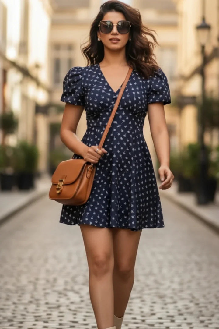 Women's Blue Floral Dress