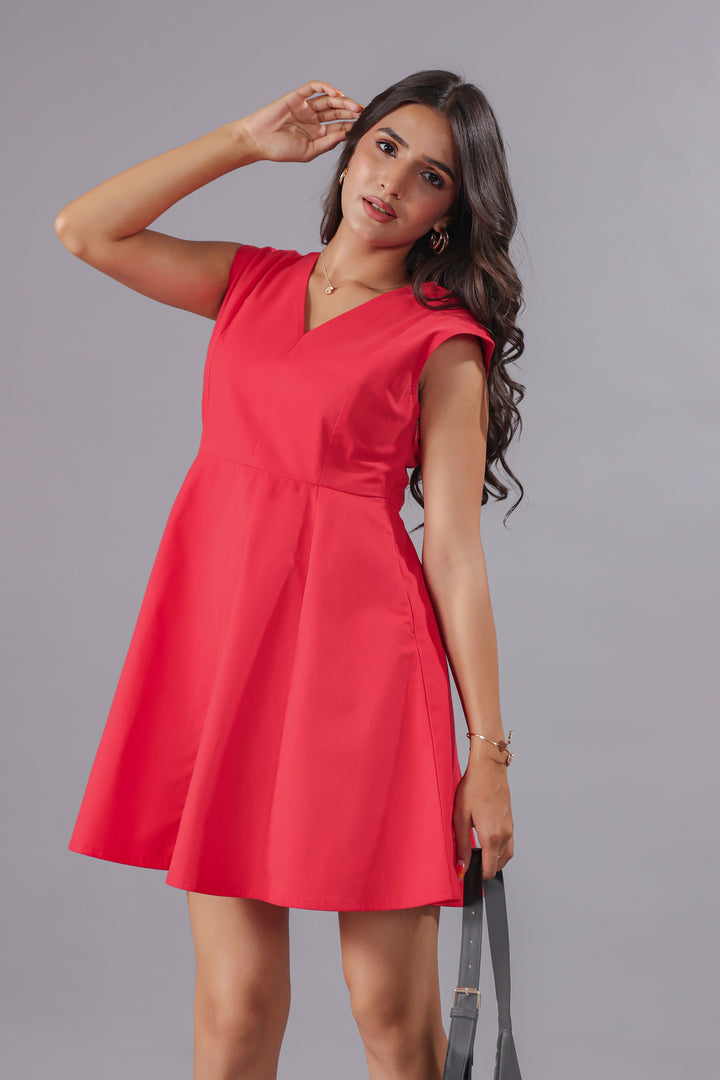 Coral red mini Dress