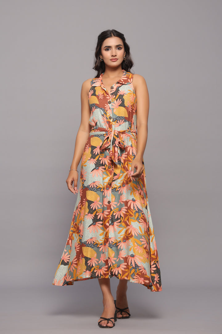 Floral Print Relaxed Shirt Dress