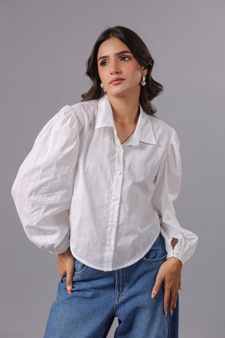 White Cotton Dobby Shirt