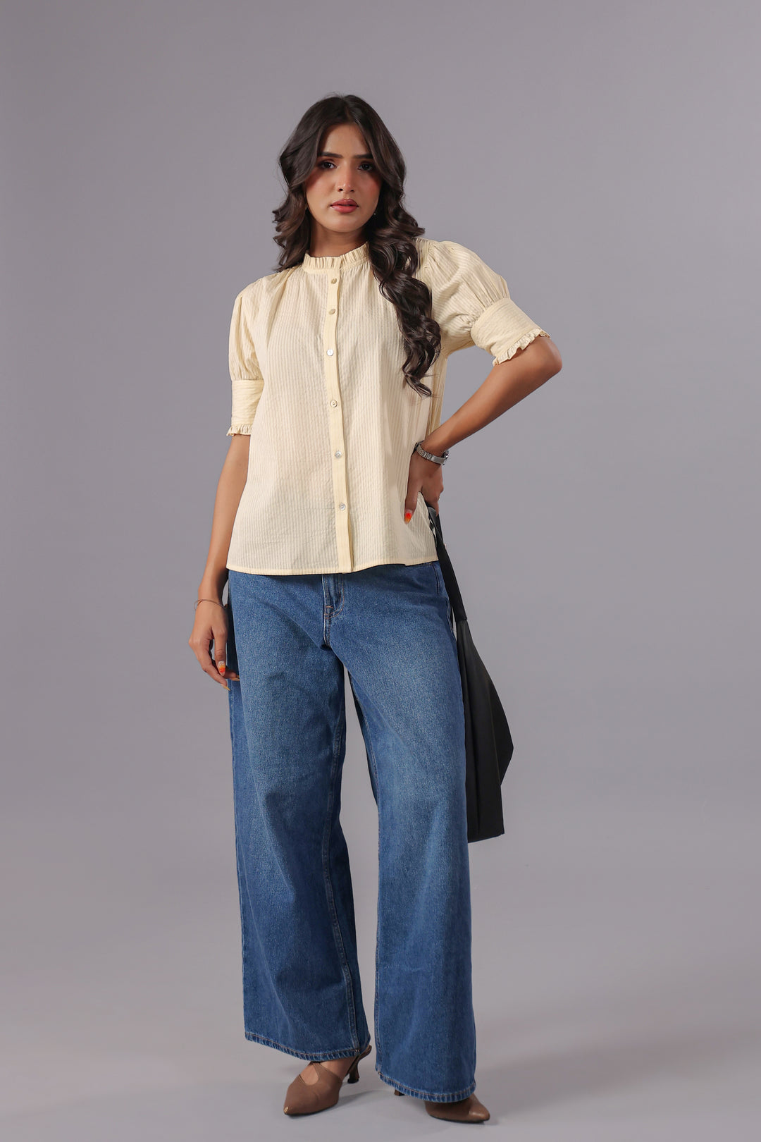 Seersucker Off White Friled Shirt