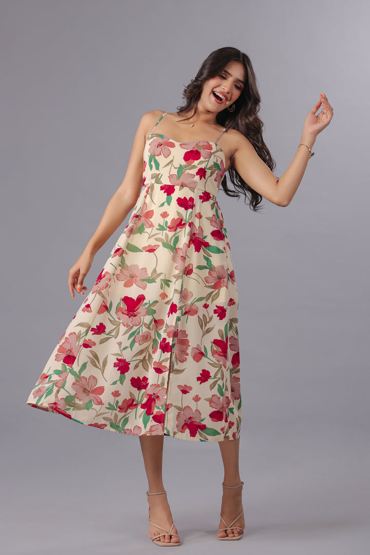 Floral Print Georgette Midi Dress