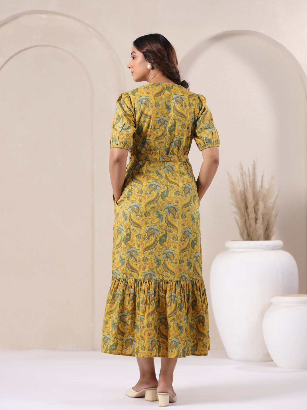 Bohemian Paisley Printed 100% Cotton Maxi Dress for Women