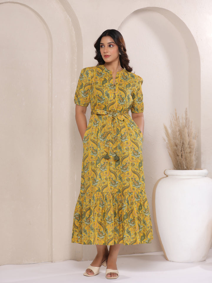 Bohemian Paisley Printed 100% Cotton Maxi Dress - another Front View - June 9 Clothing