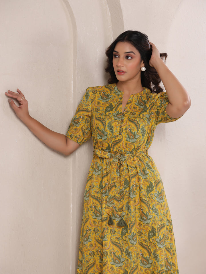 Close-Up of Paisley Print and Cotton Fabric - Bohemian Maxi Dress for Women