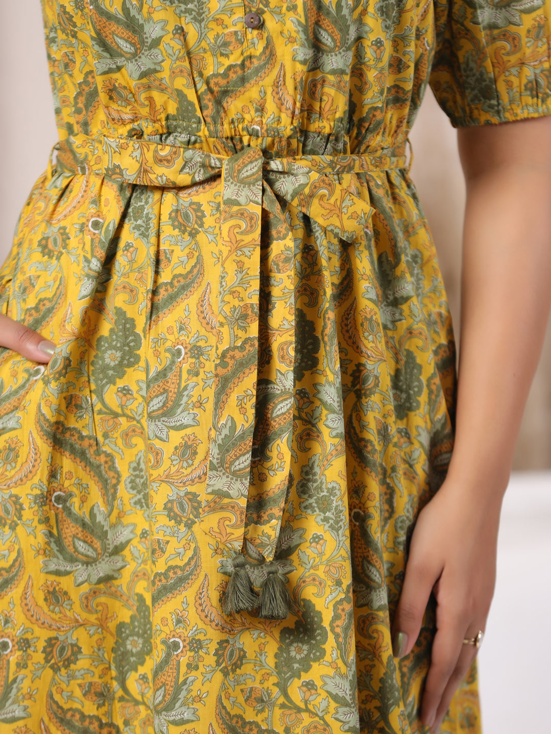 Paisley Print and Cotton Fabric - Bohemian Maxi Dress for Women