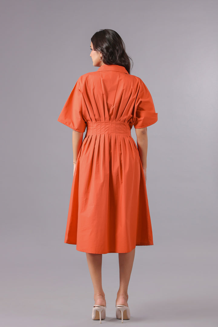 Shirt Dress In Rust Dyed Poplin
