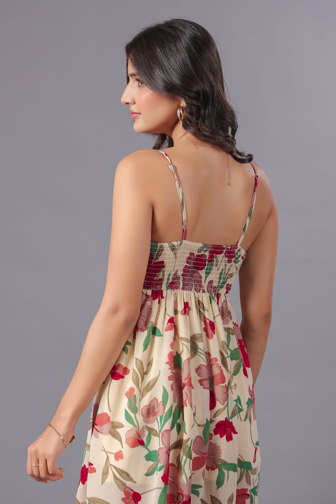 Floral Print Georgette Midi Dress