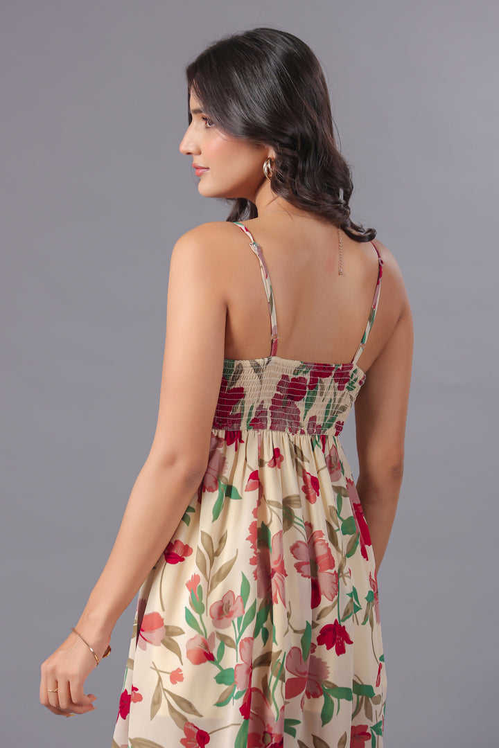 Floral Print Georgette Midi Dress