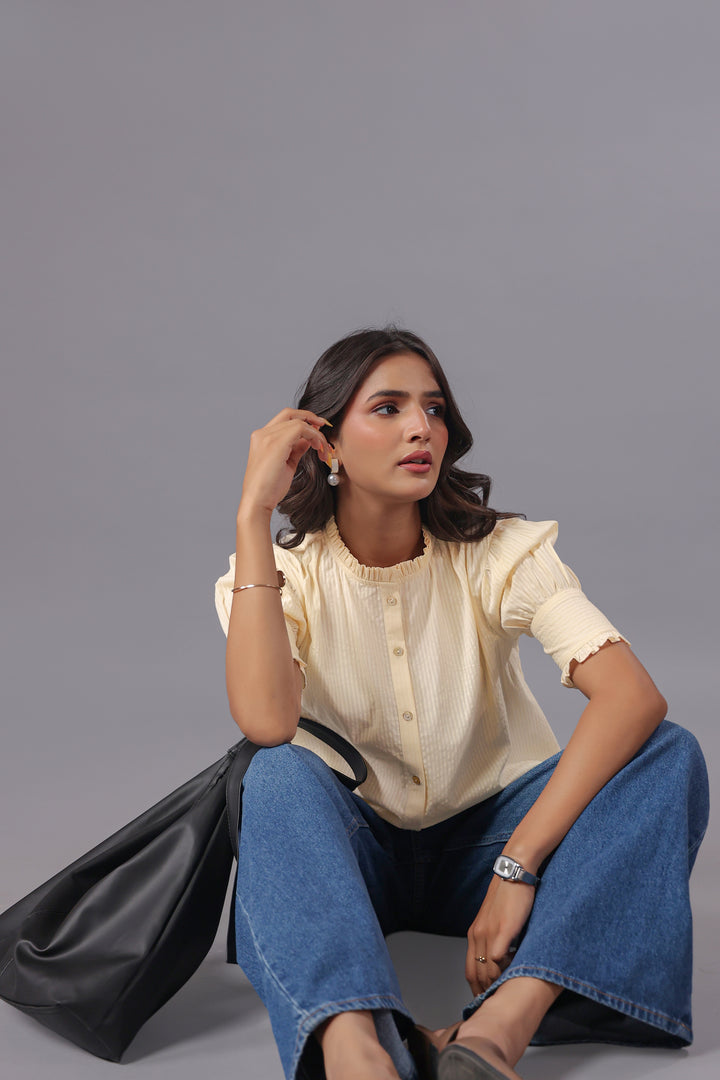 Seersucker Off White Friled Shirt