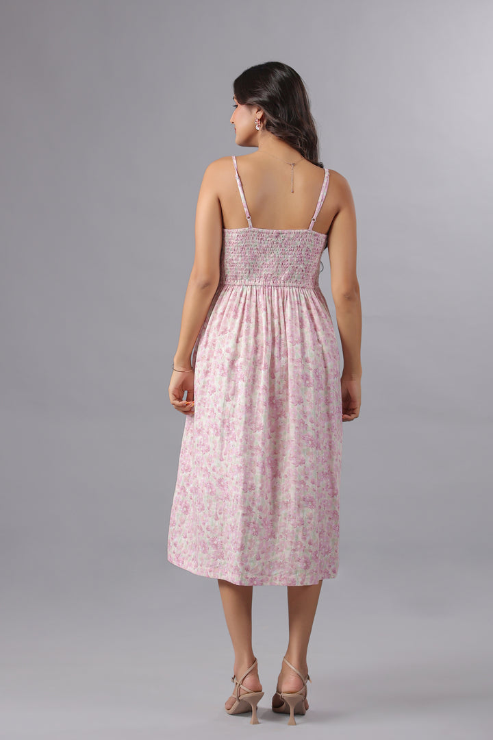 Strappy Fit & Flare Dress In Floral Print