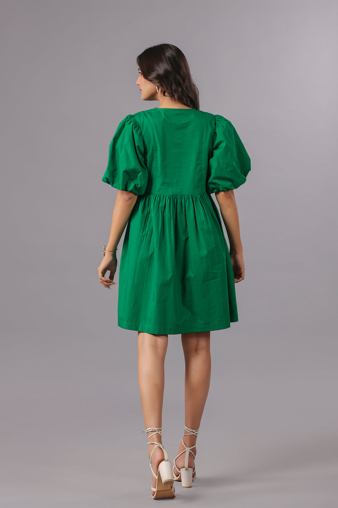 Balloon Sleeve Mini Dress In Dye