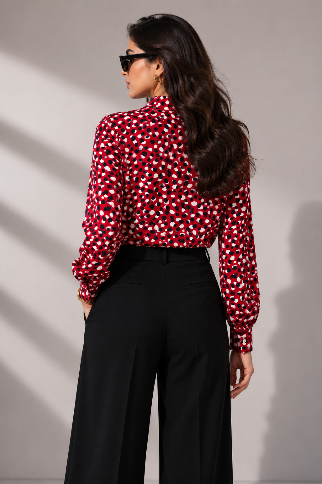 Tie-Neck Shirt In Abstract Dot Print
