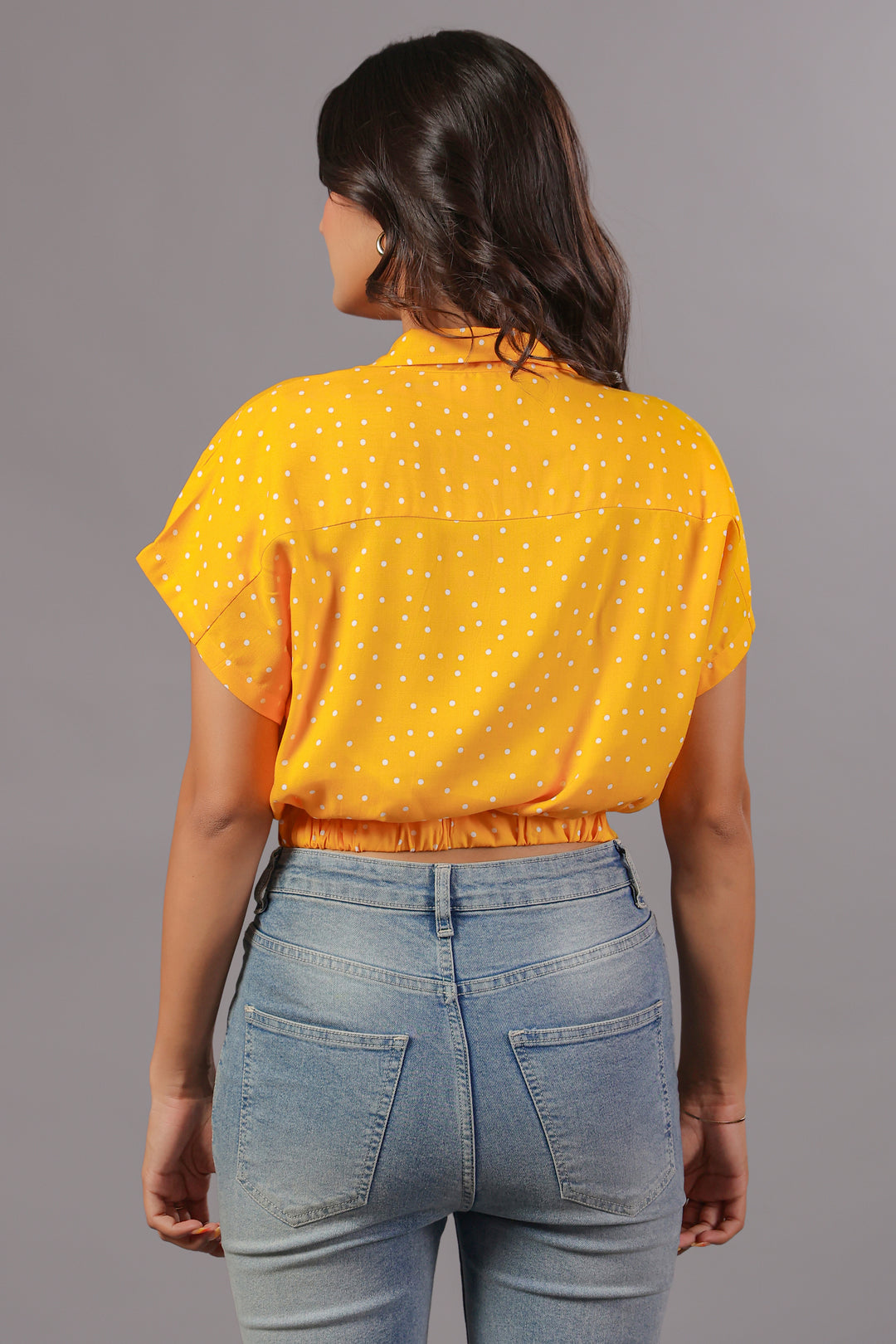 Yellow Polka Dot Dress Crop Shirt