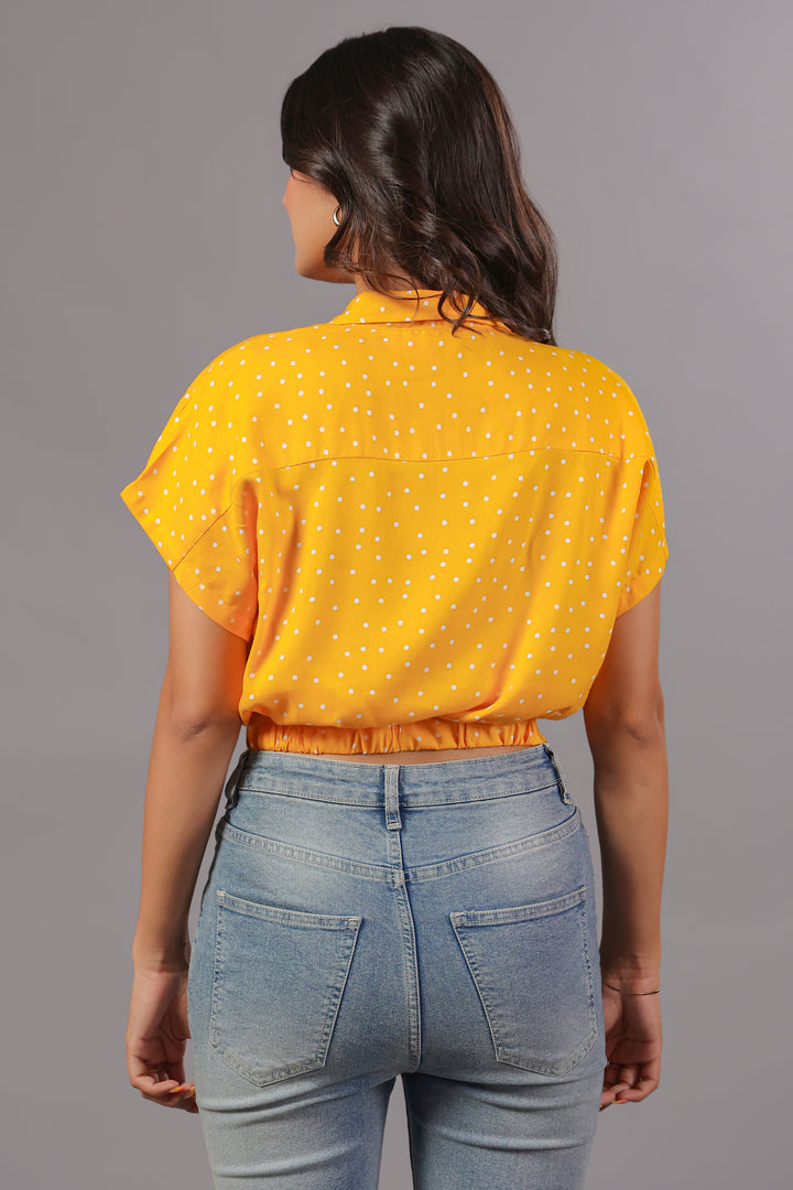 Yellow Polka Dot Dress Crop Shirt