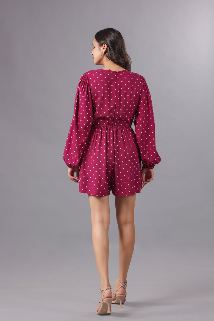 Plum Polka Dot Playsuit