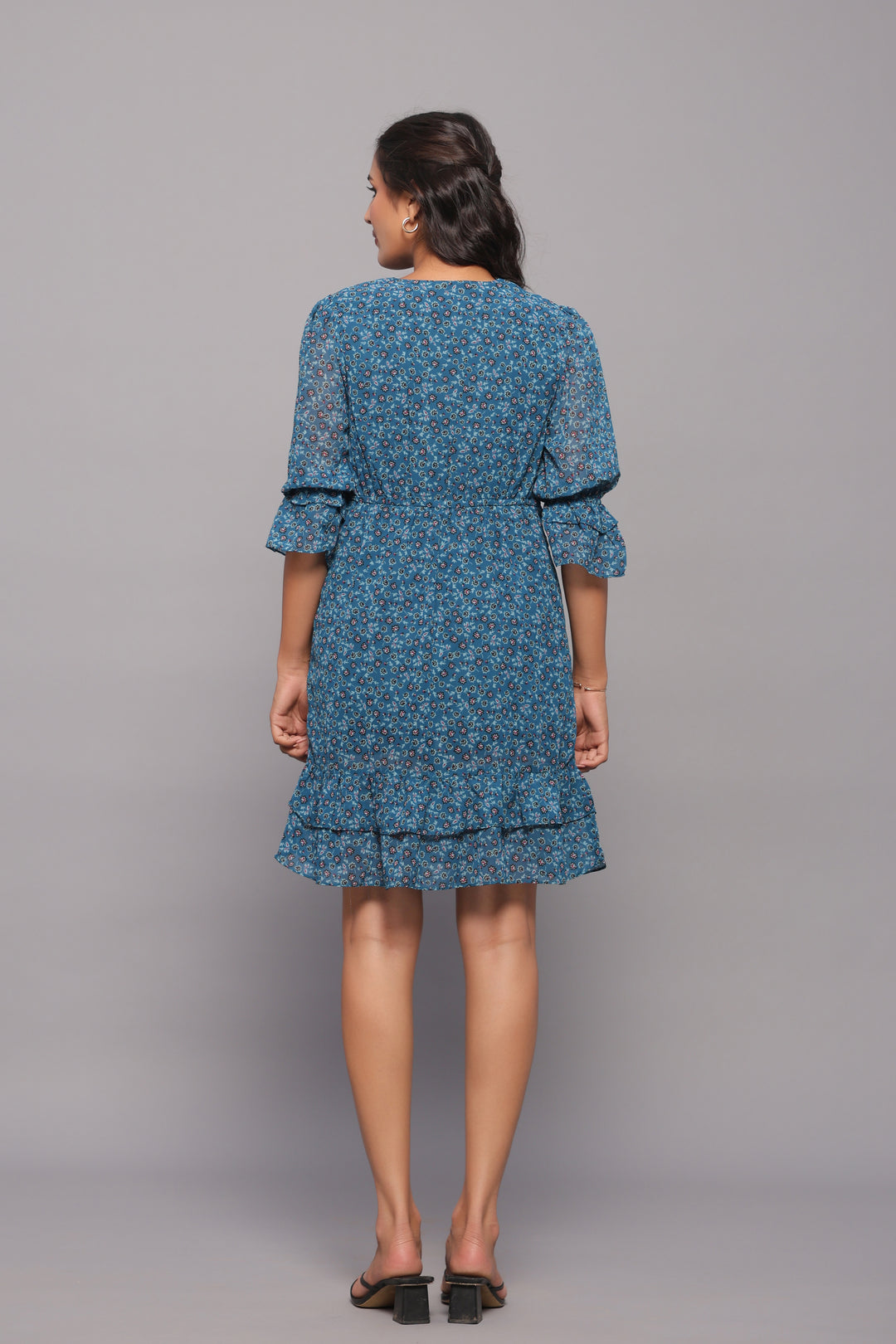 Teal Chiffon Mini Dress