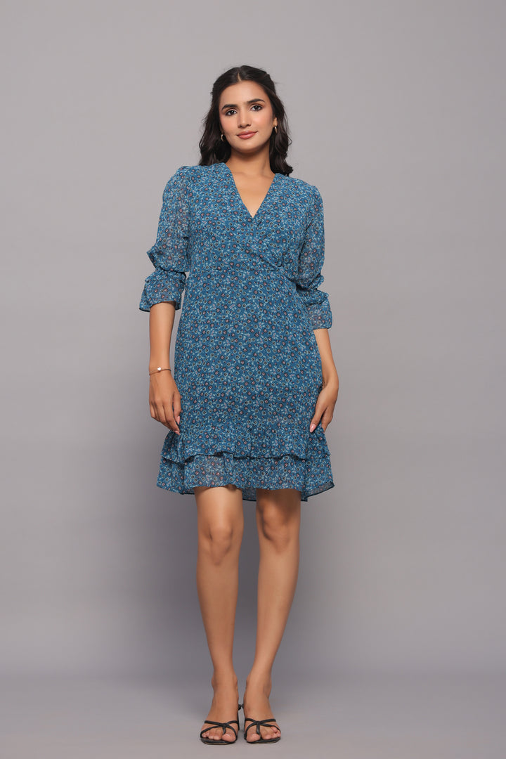 Teal Chiffon Mini Dress