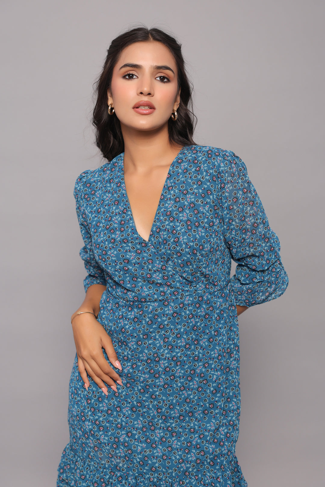 Teal Chiffon Mini Dress