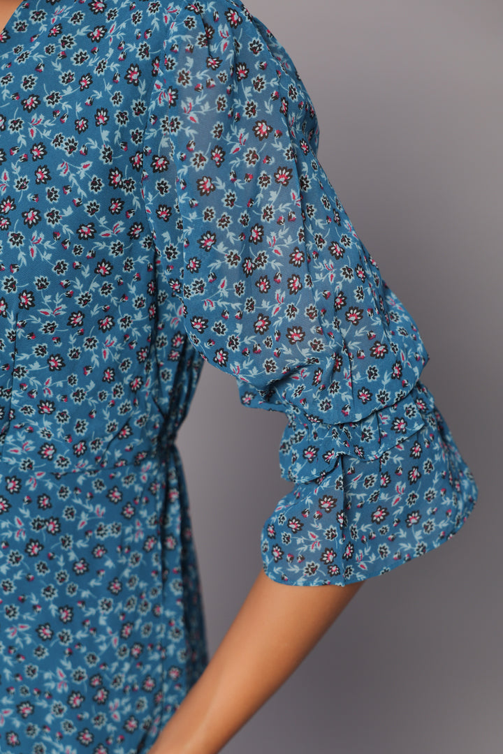 Teal Chiffon Mini Dress