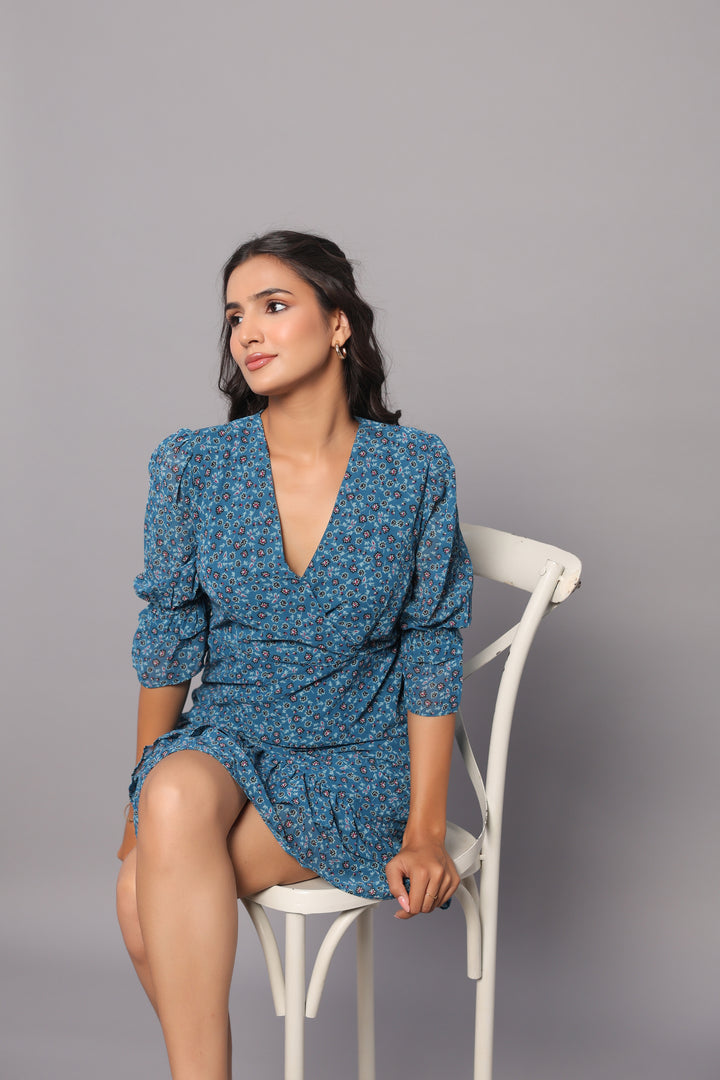 Teal Chiffon Mini Dress