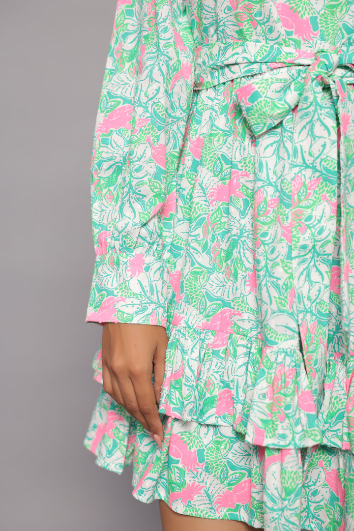 Green Mini Dress for Women – One Shoulder Fit &amp; Flare Style
