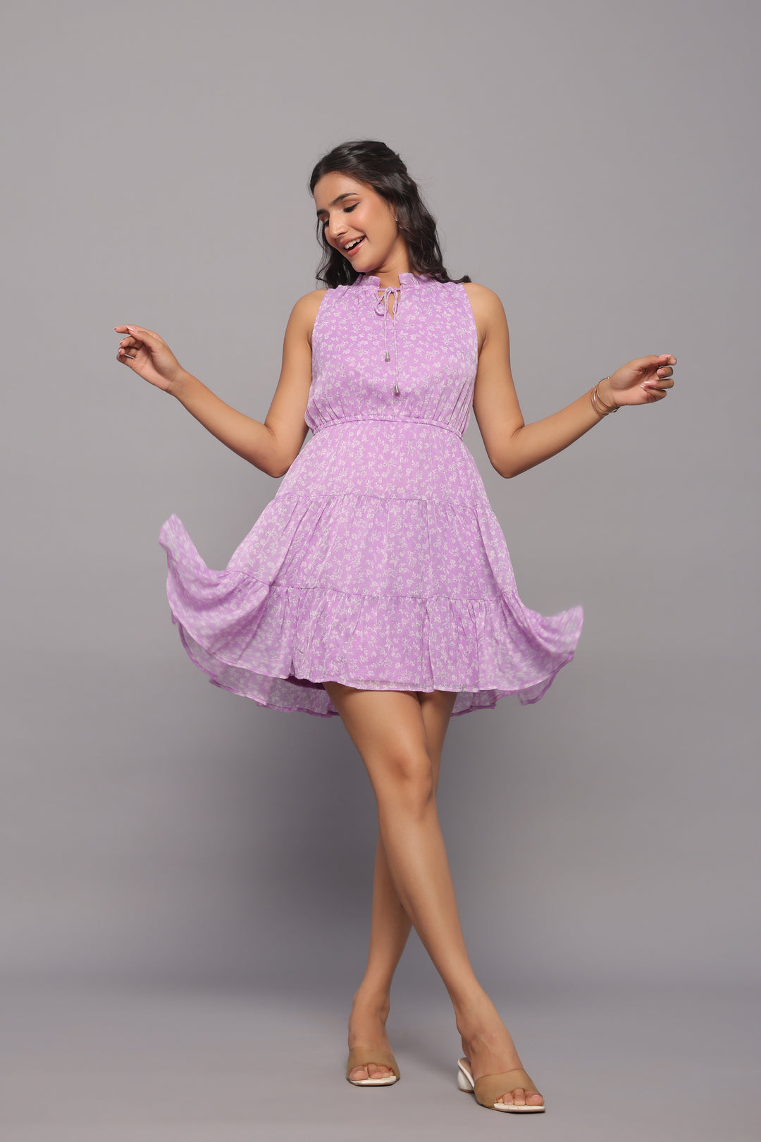 Lavender Floral Mini Dress