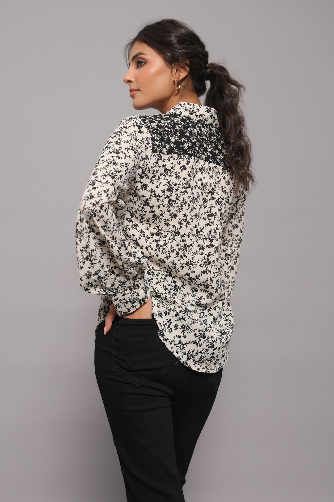 Monochrome Georgette Print Shirt