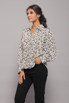 Black and white Printed Full Sleeves Georgette Shirt