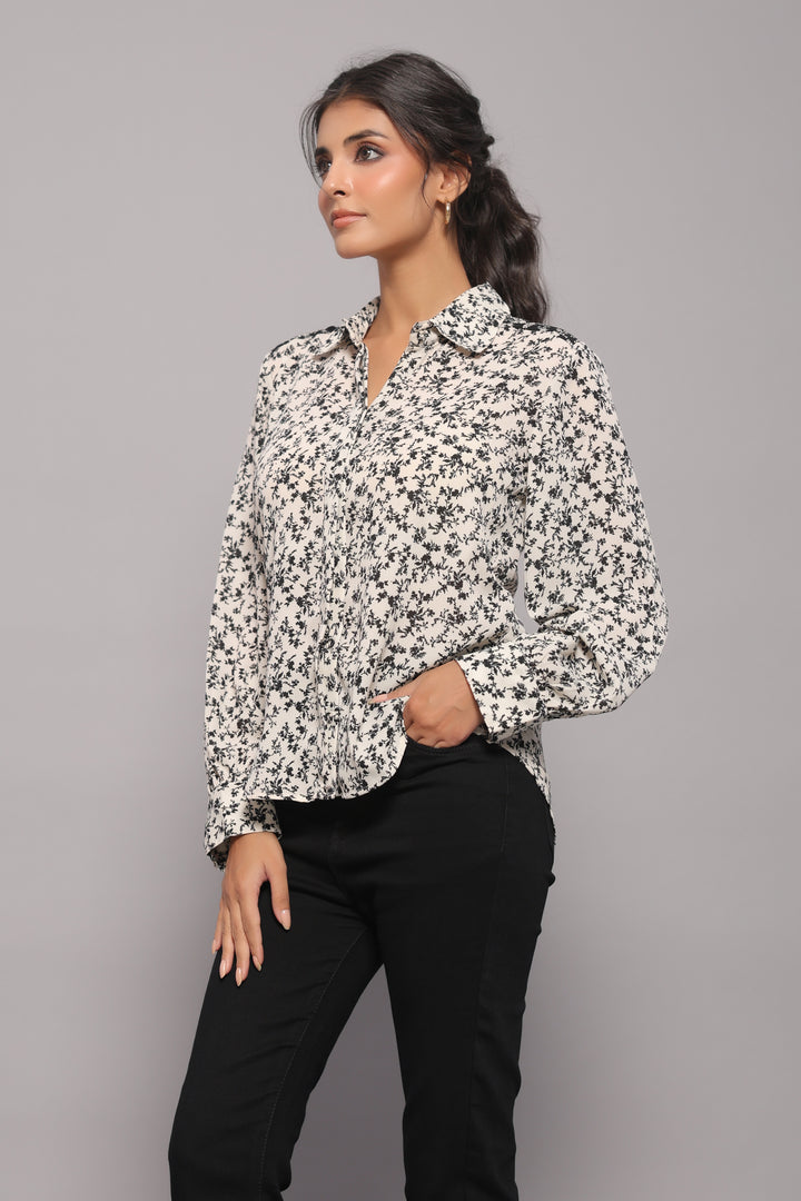 Monochrome Georgette Print Shirt