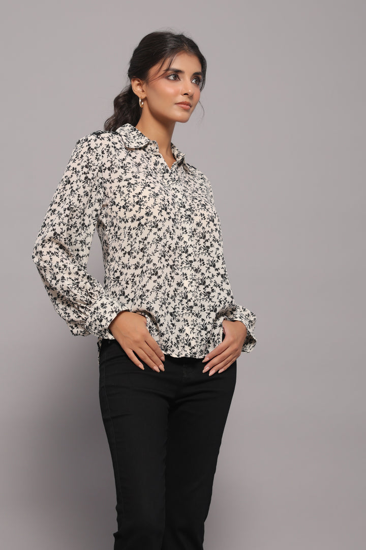Monochrome Georgette Print Shirt