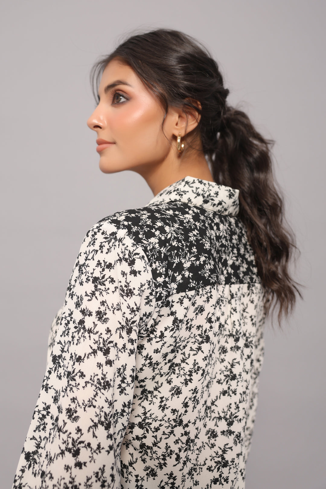 Monochrome Georgette Print Shirt