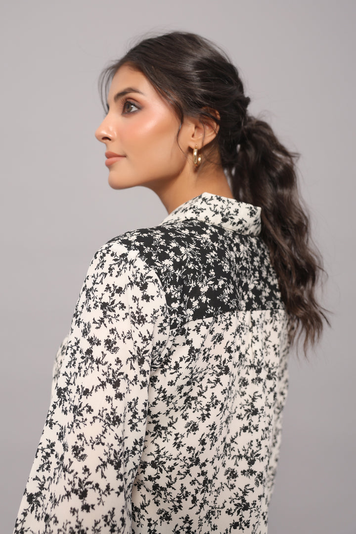 Monochrome Georgette Print Shirt