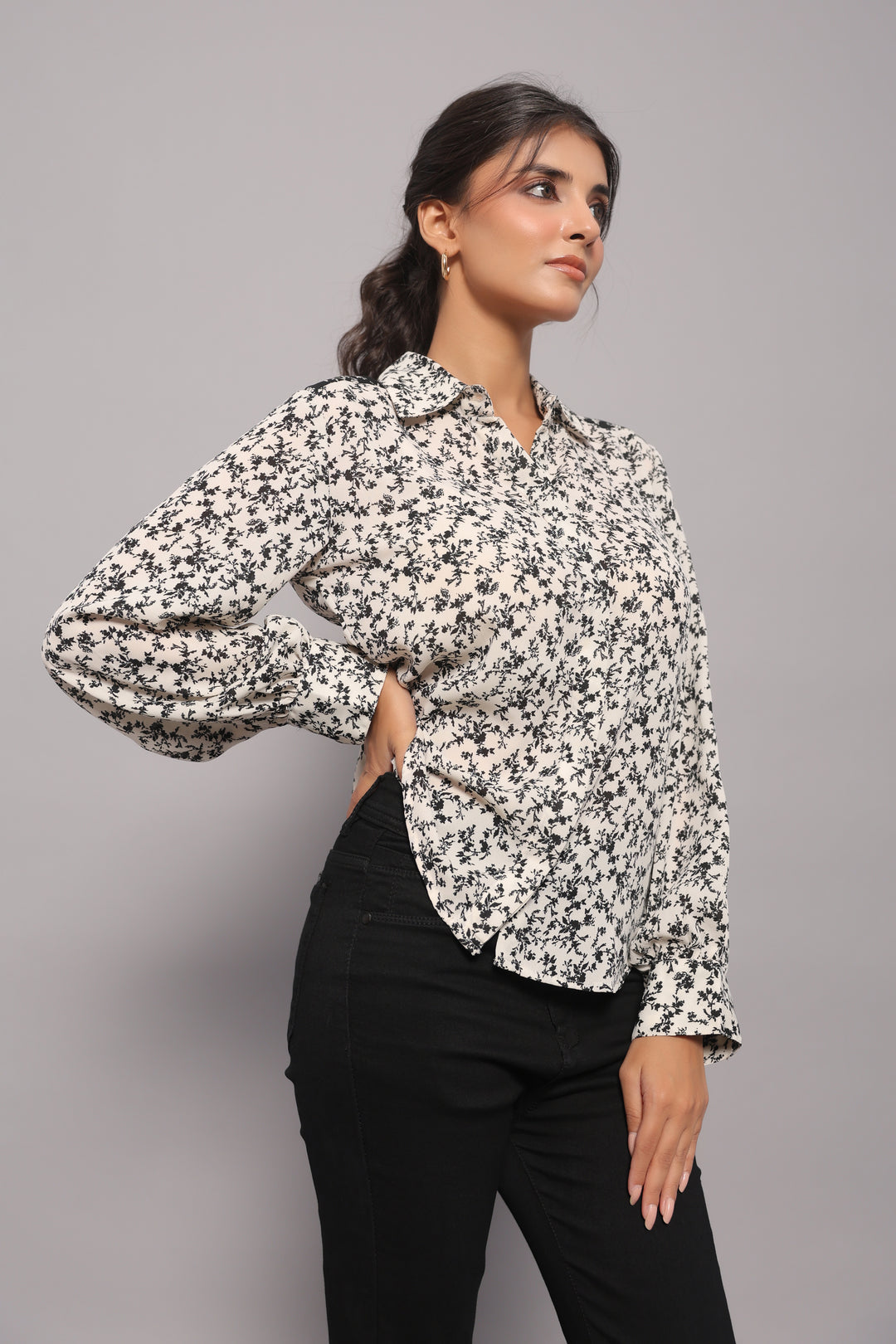 Monochrome Georgette Print Shirt