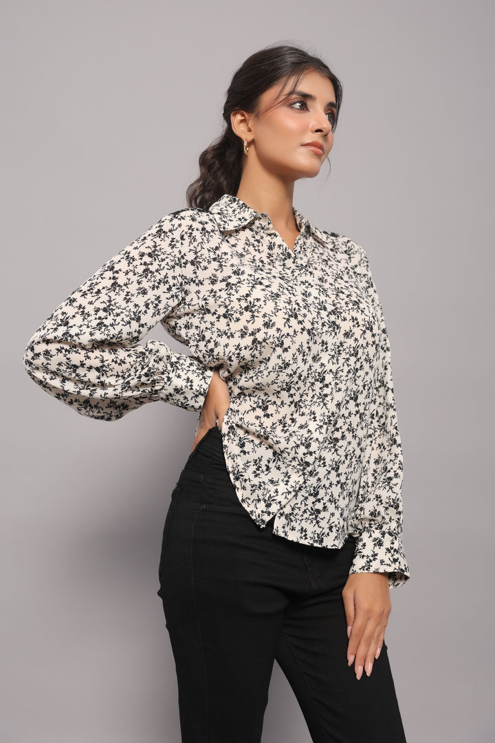 Monochrome Georgette Print Shirt