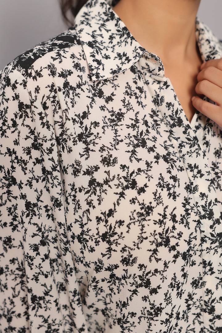 Monochrome Georgette Print Shirt