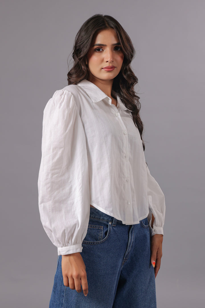 White Cotton Dobby Shirt