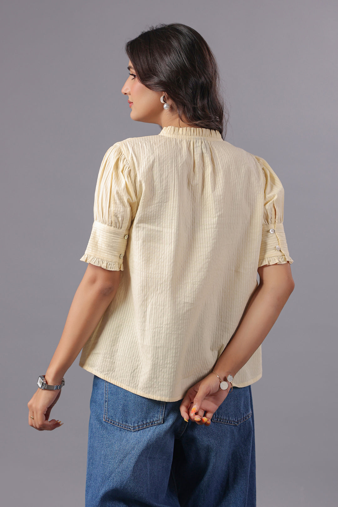 Seersucker Off White Friled Shirt