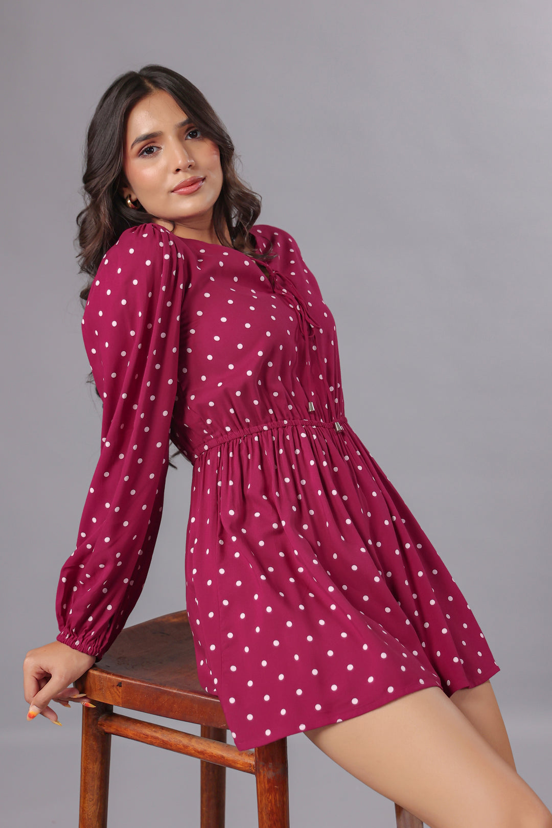 Plum Polka Dot Playsuit