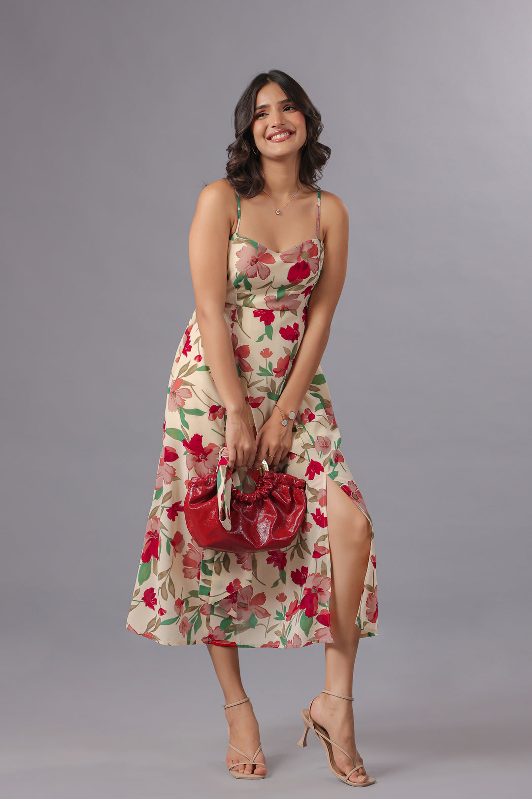 Floral Print Georgette Midi Dress