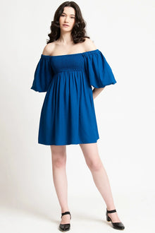 Blue off shoulder Mini Dress - June 9 Clothing