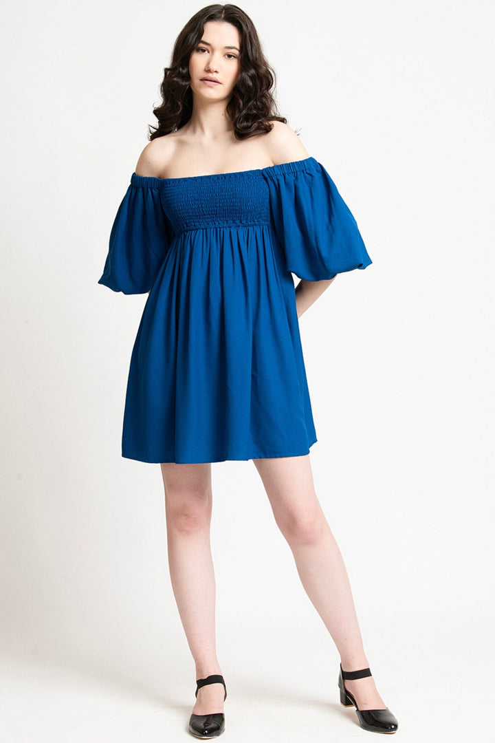 Blue off shoulder Mini Dress