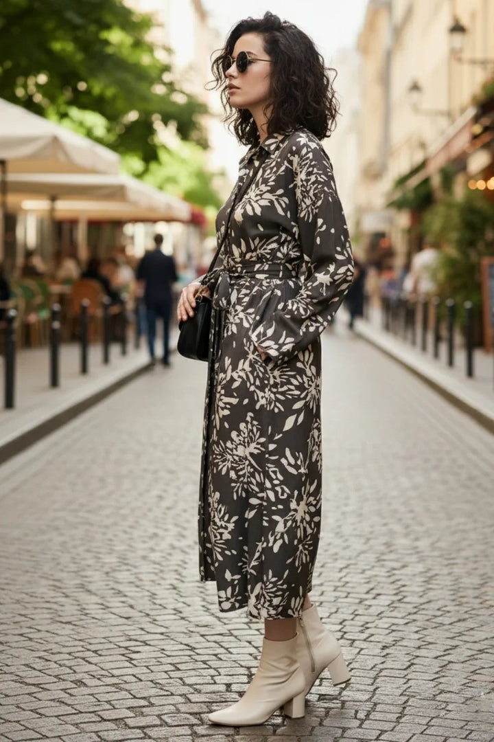 Long-sleeve casual maxi dress