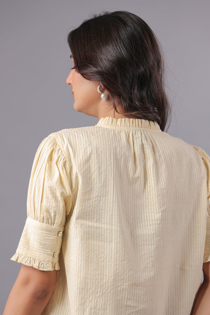 Seersucker Off White Friled Shirt