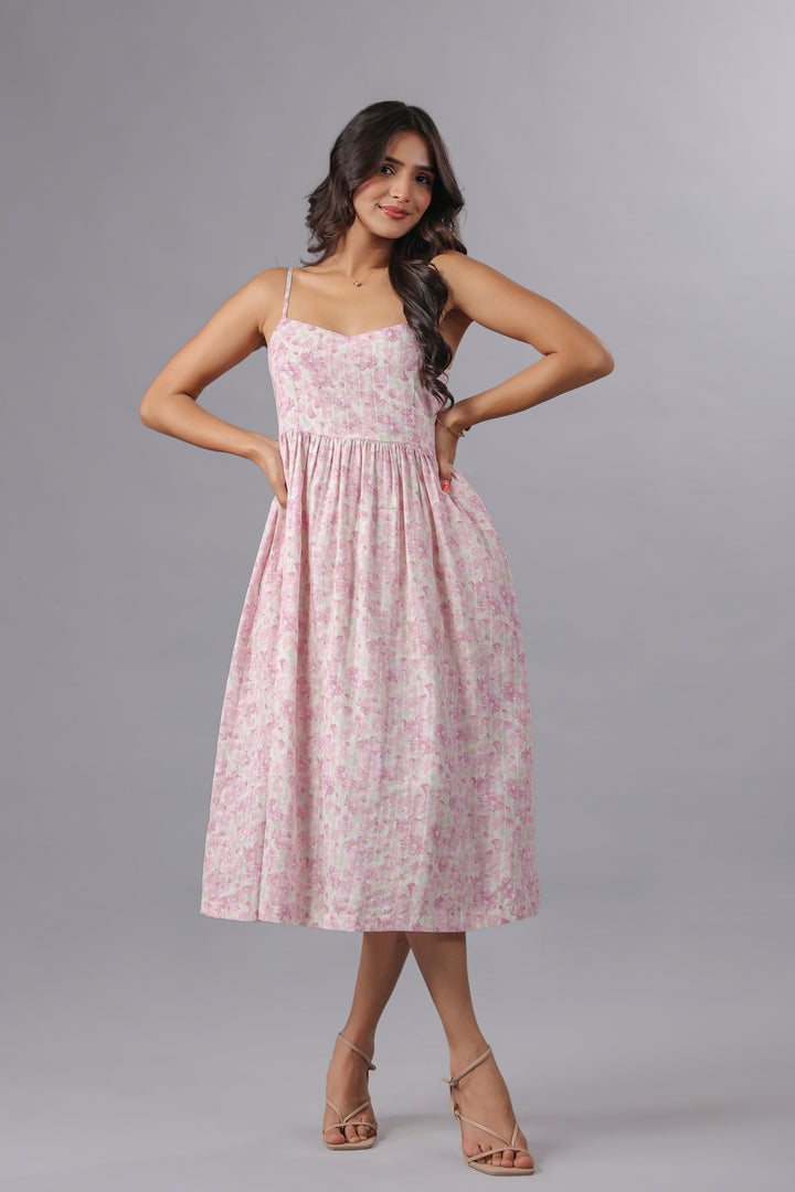 Strappy Fit & Flare Dress In Floral Print