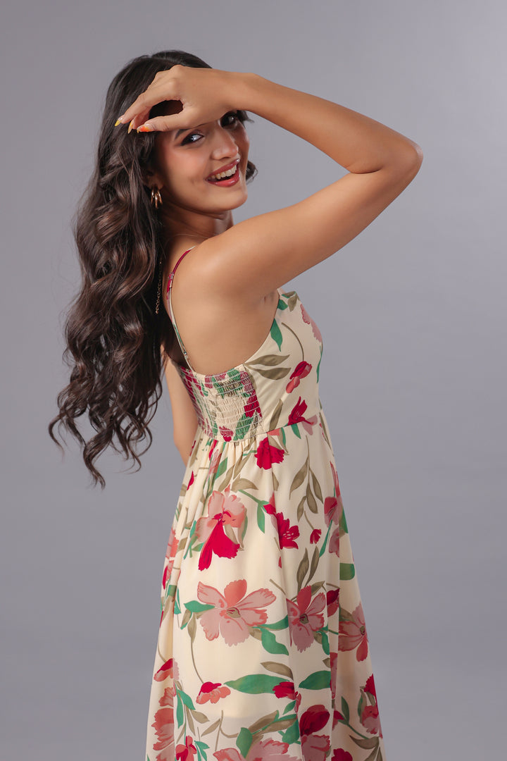 Floral Print Georgette Midi Dress